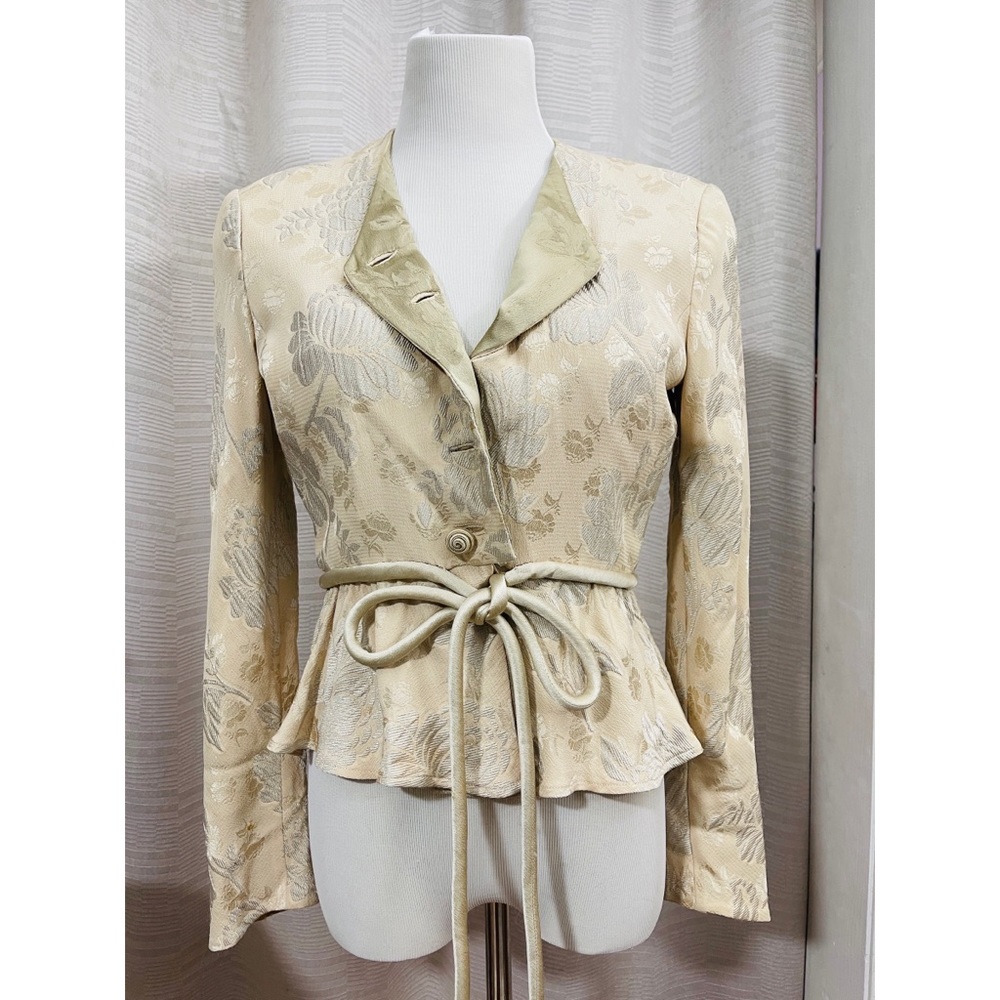 Rare Vintage Valentino Couture Floral Silk Brocade Peplum Jacket Size 4